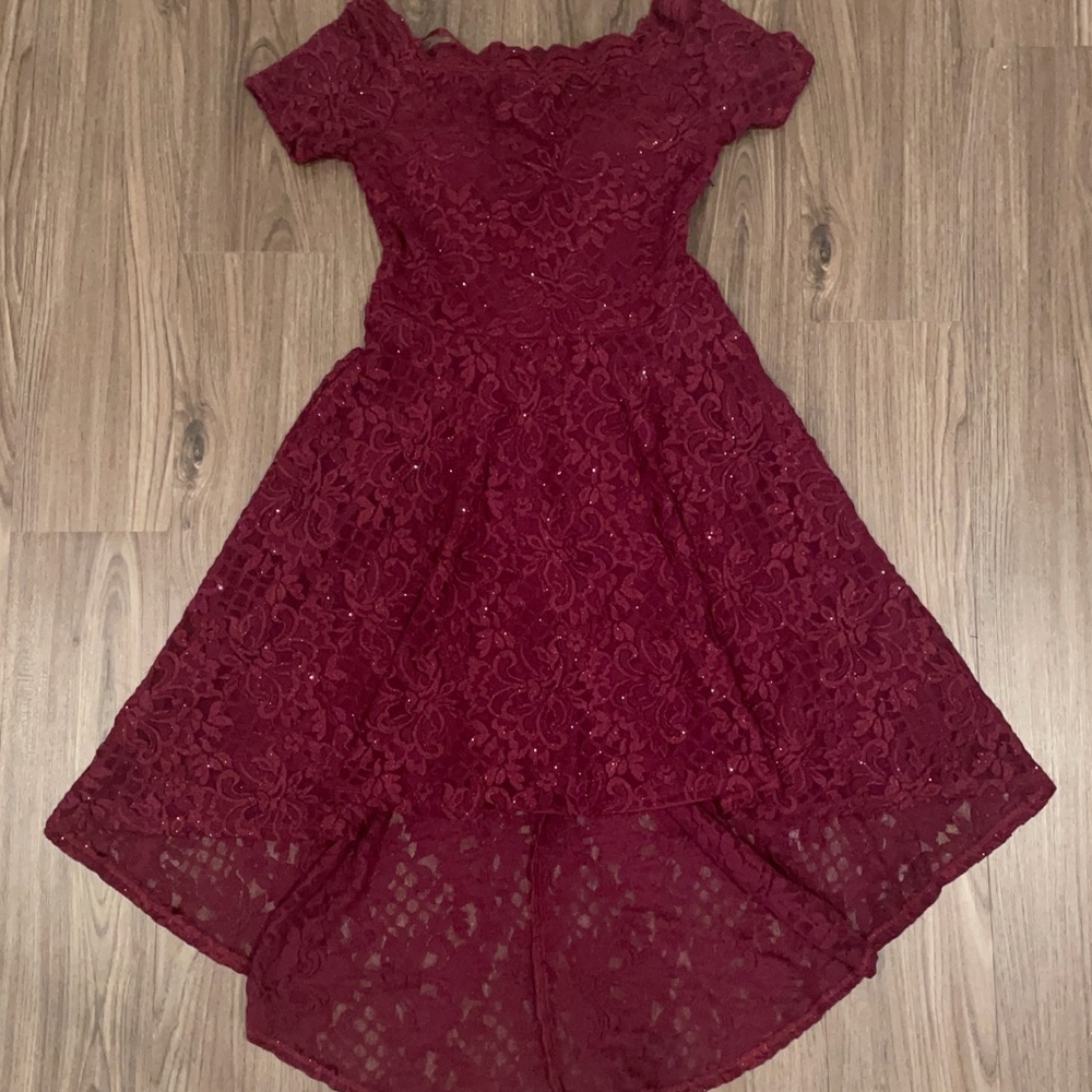 City Studio Deep Red Lace Dress
